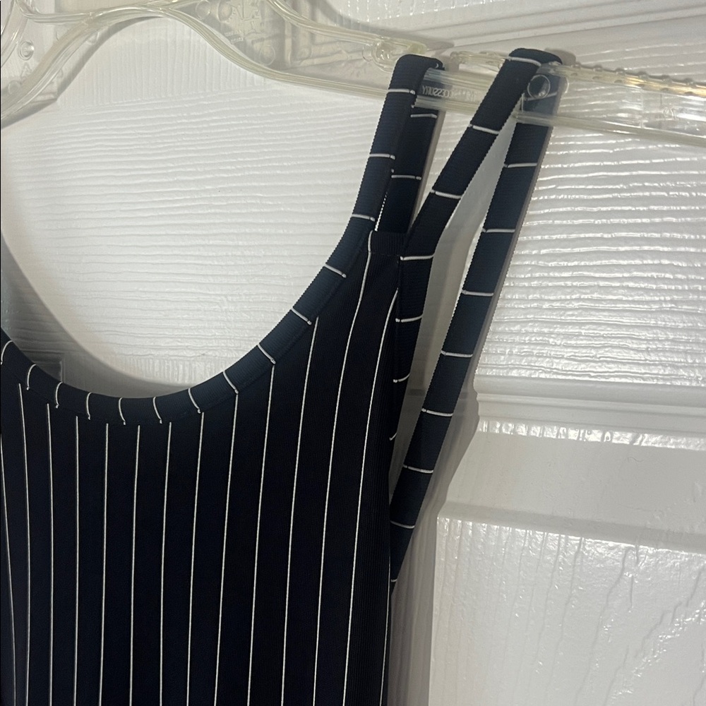 Vintage 90s City Triangles Black and‎ White Striped Maxi Dress, Sz Medium - Picture 3 of 8